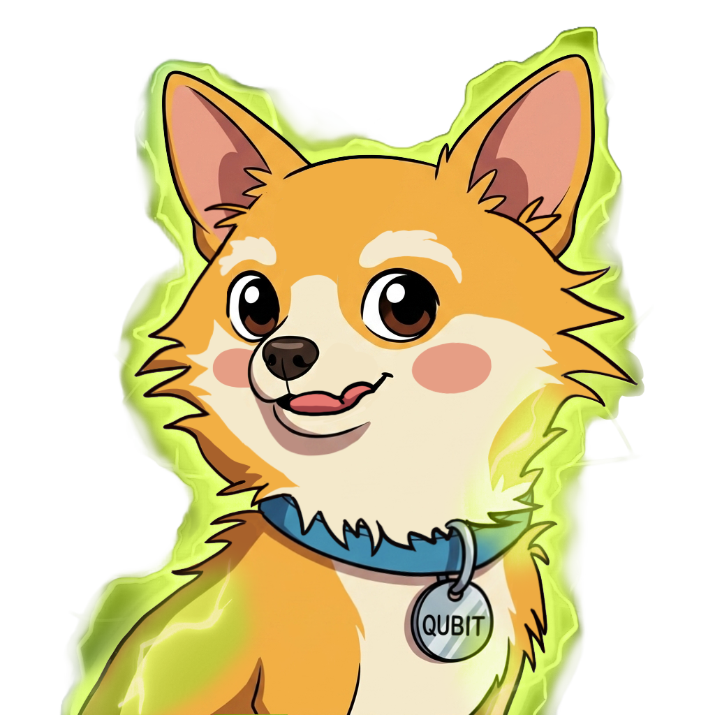 Qubit glowing lime green